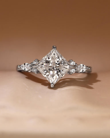 CLEO Three Stone Side Princess Cut Engagement Ring