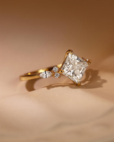 CLEO Three Stone Side Princess Cut Engagement Ring