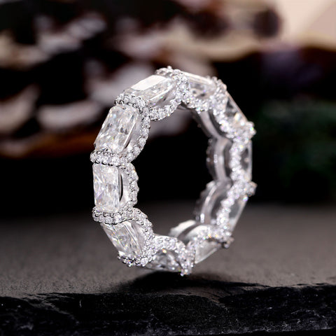 HALARA Unisex Radiant Cut Full Eternity band Ring