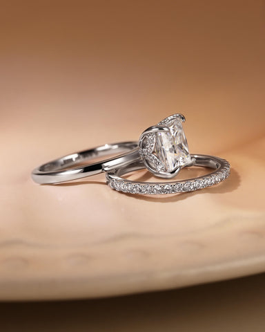 NYLAH Hidden Halo Princess Cut Engagement Ring Set