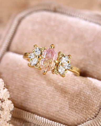 CONSTANCE Fantasy Cut Hexagon Shaped Ametrine Cluster Vintage Engagement Ring