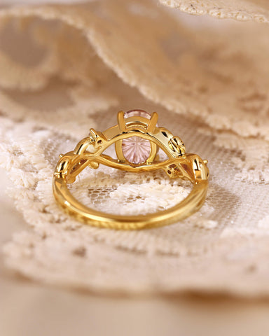YOLANDE Fantasy Cut Oval Shaped Ametrine Nature Inspired Leafy Engagement Ring
