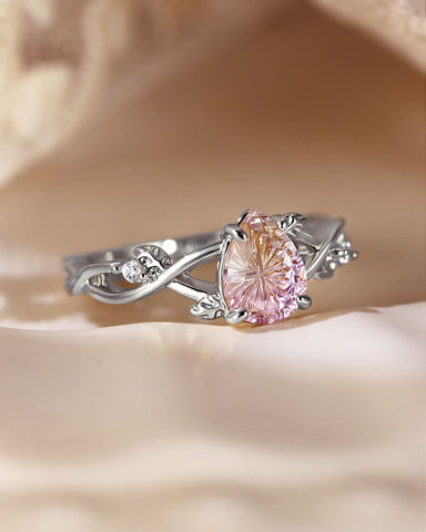 LAVINIA Fantasy Cut Pear Shaped Ametrine Leaf Twist Engagement Ring
