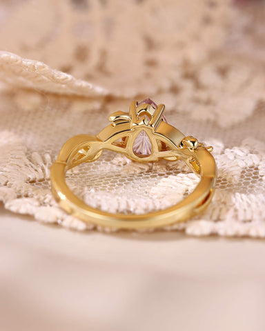 LAVINIA Fantasy Cut Pear Shaped Ametrine Leaf Twist Engagement Ring