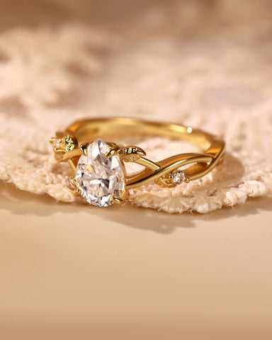 HANA Twist Leaf Vine Pear Cut Engagement Ring