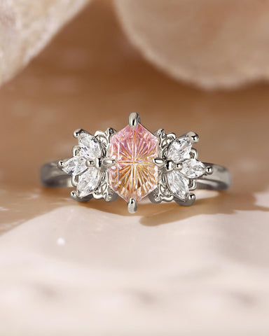 CONSTANCE Fantasy Cut Hexagon Shaped Ametrine Cluster Vintage Engagement Ring