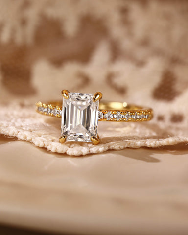 IDALIA Classic Pavé Band Emerald Cut Engagement Ring