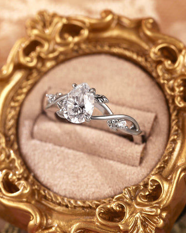 HANA Twist Leaf Vine Pear Cut Engagement Ring