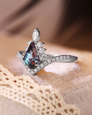 AURORA Unique Kite Shaped Alexandrite Infinity Engagement Ring