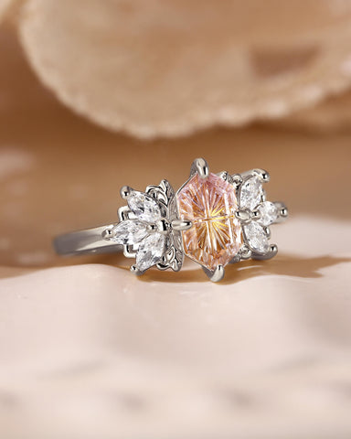 CONSTANCE Fantasy Cut Hexagon Shaped Ametrine Cluster Vintage Engagement Ring