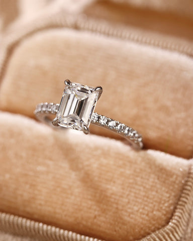 IDALIA Classic Pavé Band Emerald Cut Engagement Ring