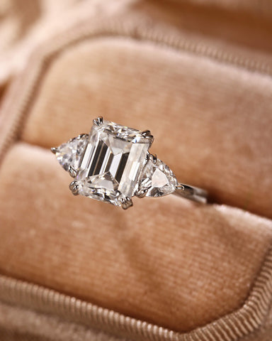 ARIELLE Three-Stone Emerald Cut Engagement Ring