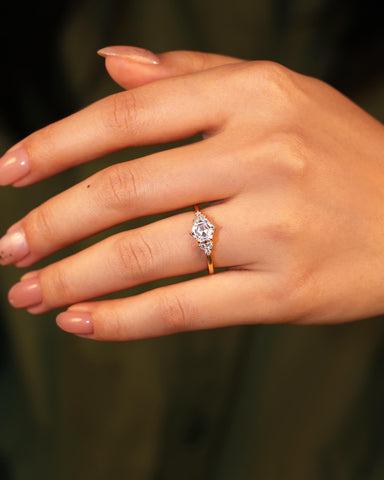 HANNAH Hexagon Cut Moissanite Cluster Dainty Engagement Ring