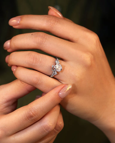 DAISY Pear Cut Moissanite Twig Engagement Ring