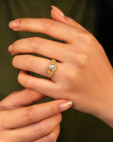 FLEUR Pear Cut Moissanite Vintage Blossom Engagement Ring