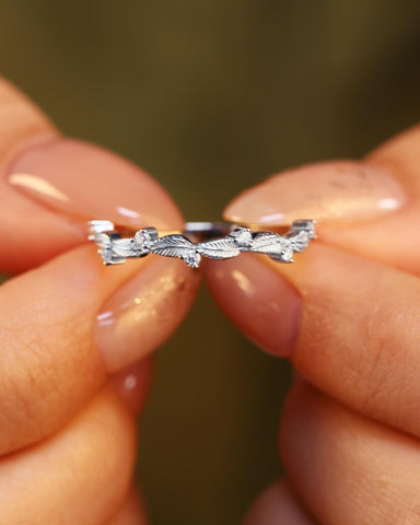 TILIA Moissanite Nature Inspired Leaf Design Wedding Band