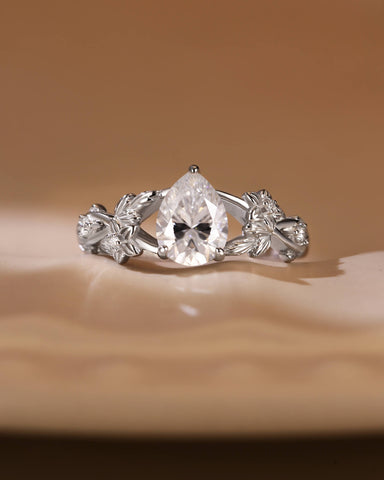 TANSY Pear Cut Moissanite Garden Inspired Engagement Ring