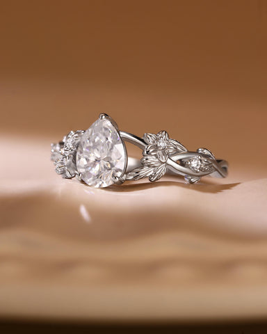 TANSY Pear Cut Moissanite Garden Inspired Engagement Ring