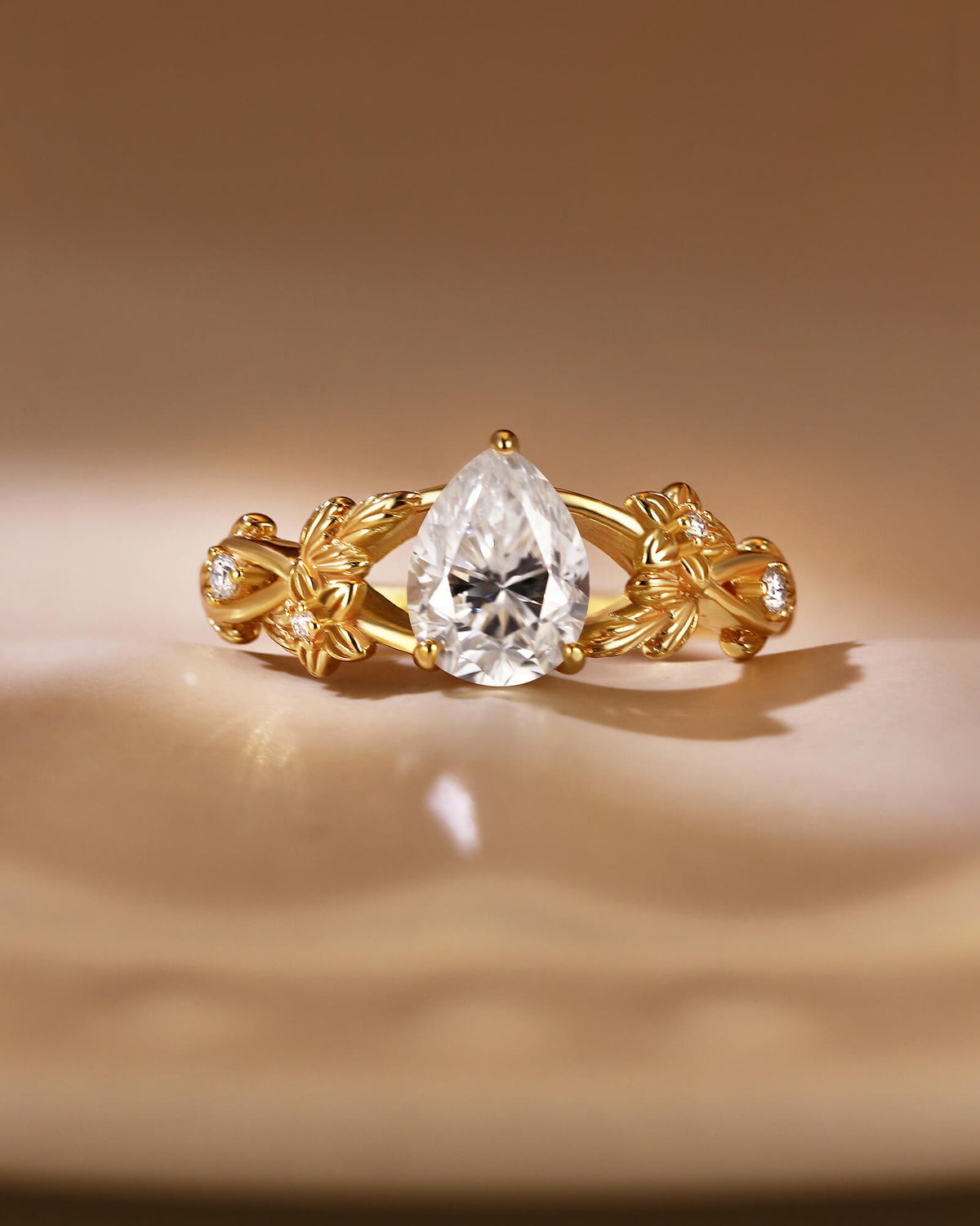 TANSY Pear Cut Moissanite Garden Inspired Engagement Ring