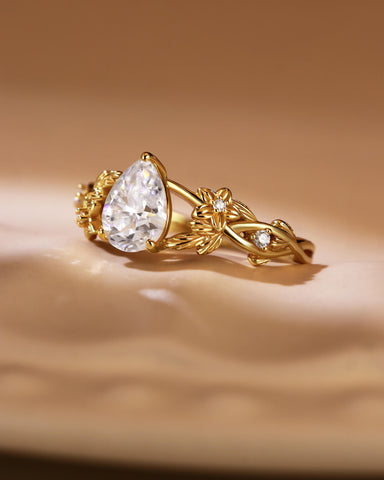 TANSY Pear Cut Moissanite Garden Inspired Engagement Ring