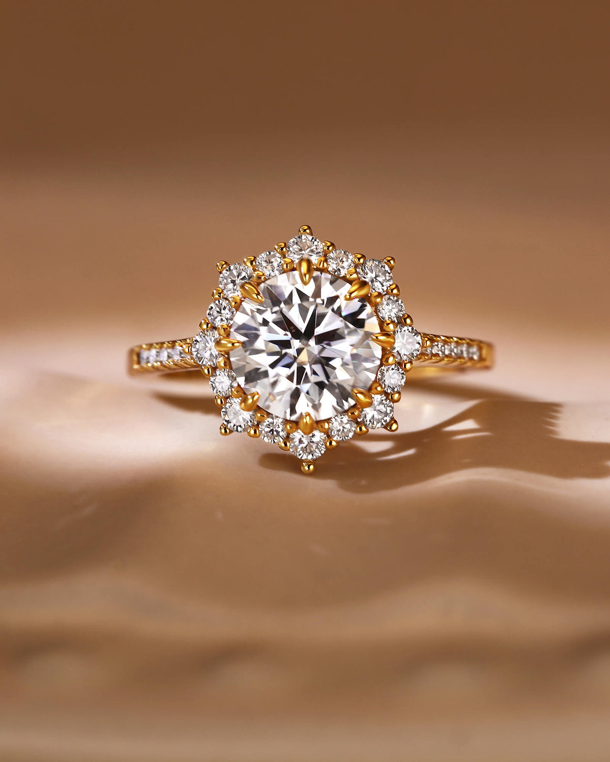 KATHERINE Round Halo Moissanite Engagement Ring