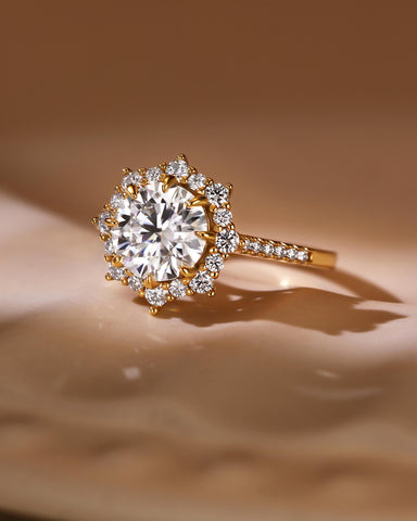 KATHERINE Round Halo Moissanite Engagement Ring