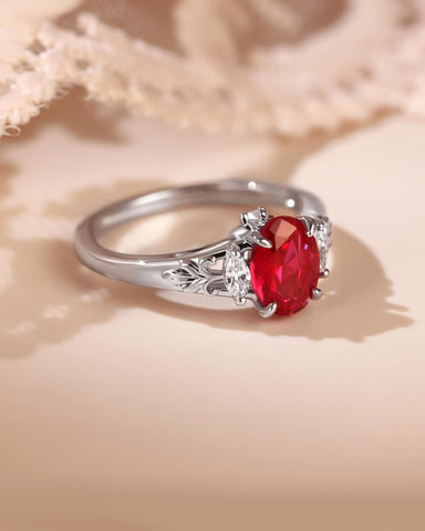 LILA Art Deco Style Oval Cut Ruby Engagement Ring