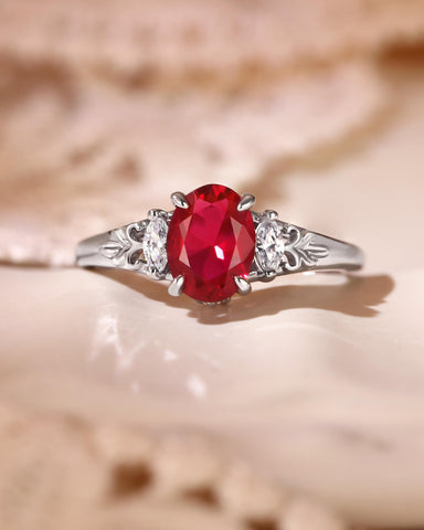 LILA Art Deco Style Oval Cut Ruby Engagement Ring