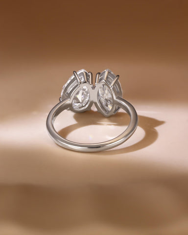 JOY Marquise & Pear Cut Moissanite Two Stone Engagement Ring