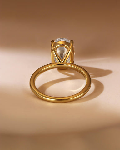 LIORA 4CT Oval 4-Prong Engagement Ring Classic Solitaire Ring