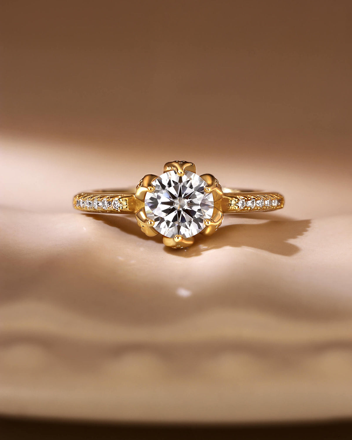 LILY Flower Inspired Solitaire Engagement Ring
