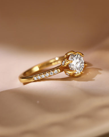 LILY Flower Inspired Solitaire Engagement Ring