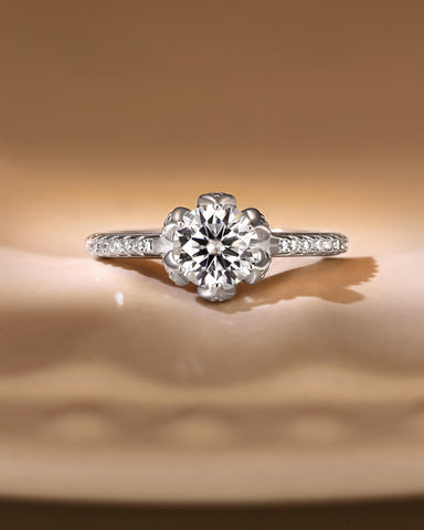 LILY Flower Inspired Solitaire Engagement Ring