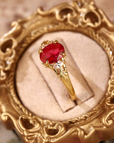 LILA Art Deco Style Oval Cut Ruby Engagement Ring