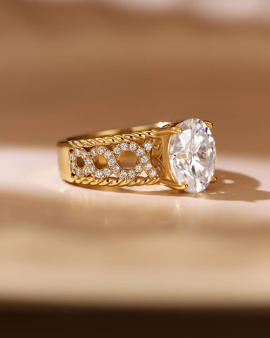 JESSICA Width Band Infinity Oval Moissanite Engagement Ring