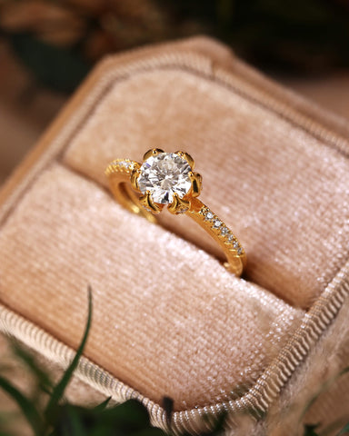 LILY Flower Inspired Solitaire Engagement Ring
