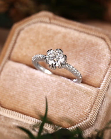 LILY Flower Inspired Solitaire Engagement Ring