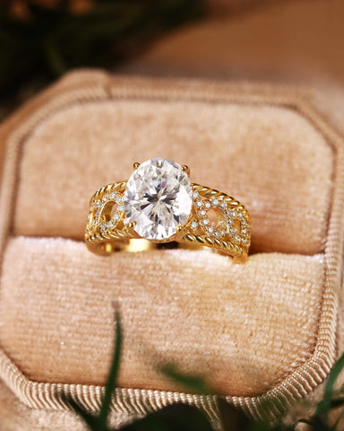 JESSICA Width Band Infinity Oval Moissanite Engagement Ring