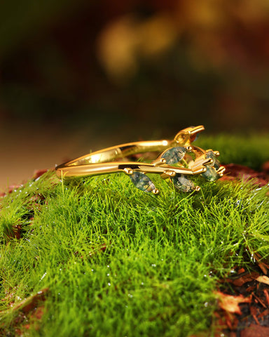 LYRIC Marquise Cut Moss Agate Ring for Women
