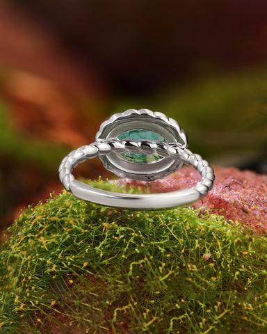 MARLOWE Twisted Oval Moss Agate Engagement Ring
