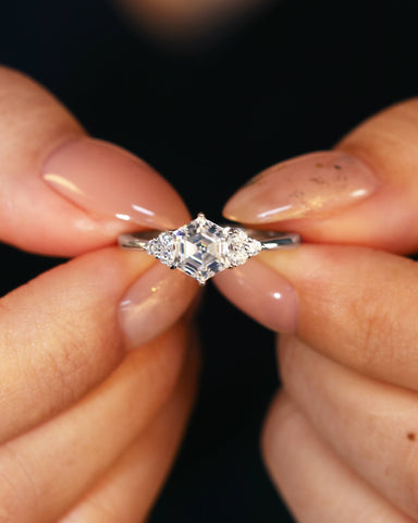 HANNAH Hexagon Cut Moissanite Cluster Dainty Engagement Ring