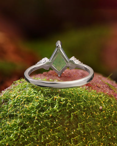 ELODIE One Of A Kind Kite Cut Moss Agate Engagement Ring