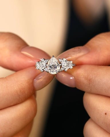 FLEUR Pear Cut Moissanite Vintage Blossom Engagement Ring