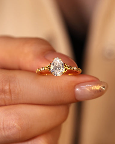 SOPHIA Pear Cut Moissanite Infinity Pave Engagement Ring