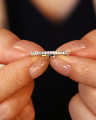 ALICE Moissanite Half Eternity Pavé Wedding Band Stacking Ring