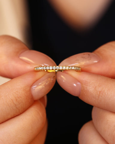 ALICE Moissanite Half Eternity Pavé Wedding Band Stacking Ring