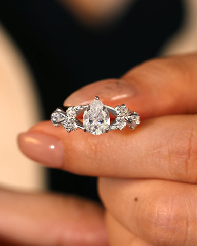 TANSY Pear Cut Moissanite Garden Inspired Engagement Ring