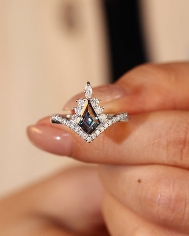 AURORA Unique Kite Shaped Alexandrite Infinity Engagement Ring