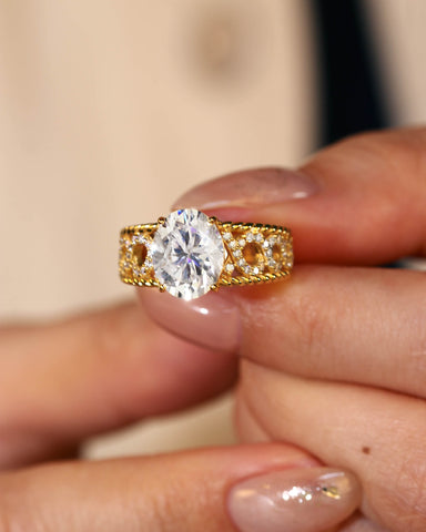JESSICA Width Band Infinity Oval Moissanite Engagement Ring