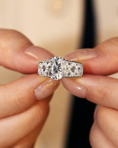 JESSICA Width Band Infinity Oval Moissanite Engagement Ring